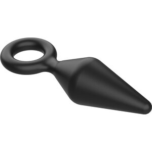Blue Rabbit Silicone Anal Plug Black M Cone with Pull Ring