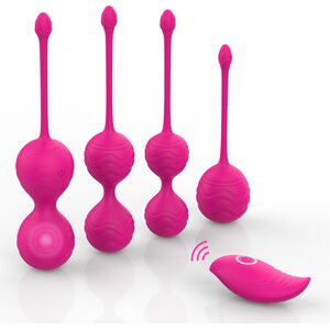 Blue Rabbit Vibrating Kegel Ball Set 4 pcs with USB Charging and Remote Control