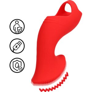 Loveline Textured Rechargeable Finger Vibrator – Sunrise Red