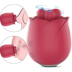Blue Rabbit Rose Rotating and Vibrating Clitoral Stimulator